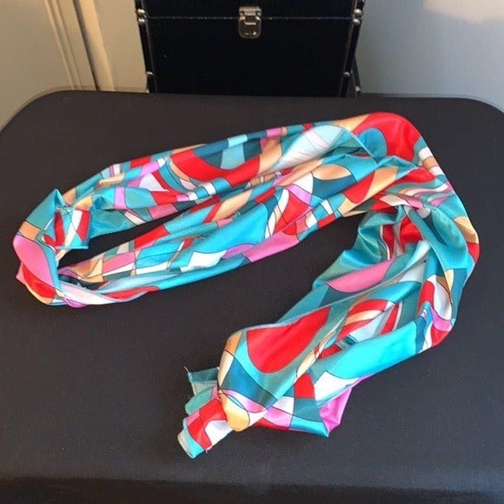 Long Colorful Abstract Bright Colors Scarves Wrap Neck Accent Shawl Chic Boho